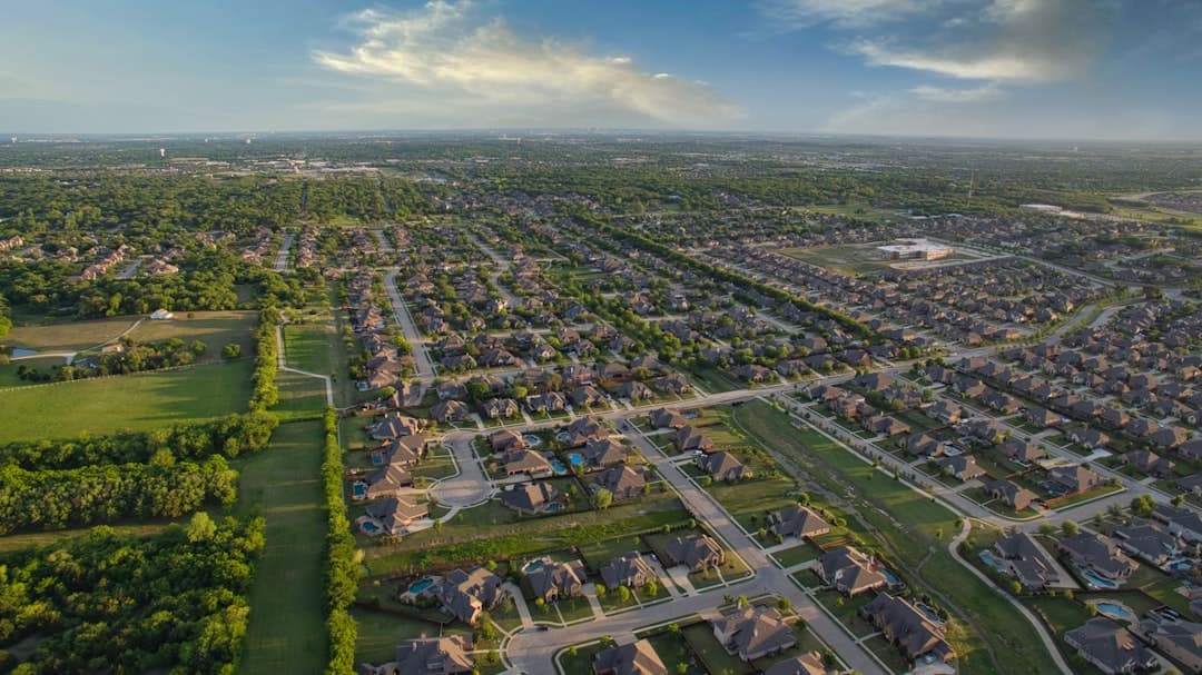 Aerial view of a growing Texas community